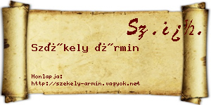Székely Ármin névjegykártya